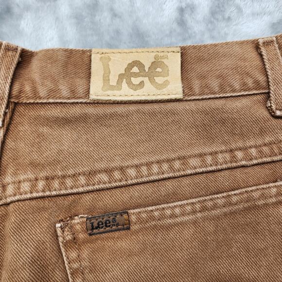 Vintage Lee Jeans Womens 16 Brown High Rise Tapered Leg Cotton Denim Casual - Picture 4 of 11